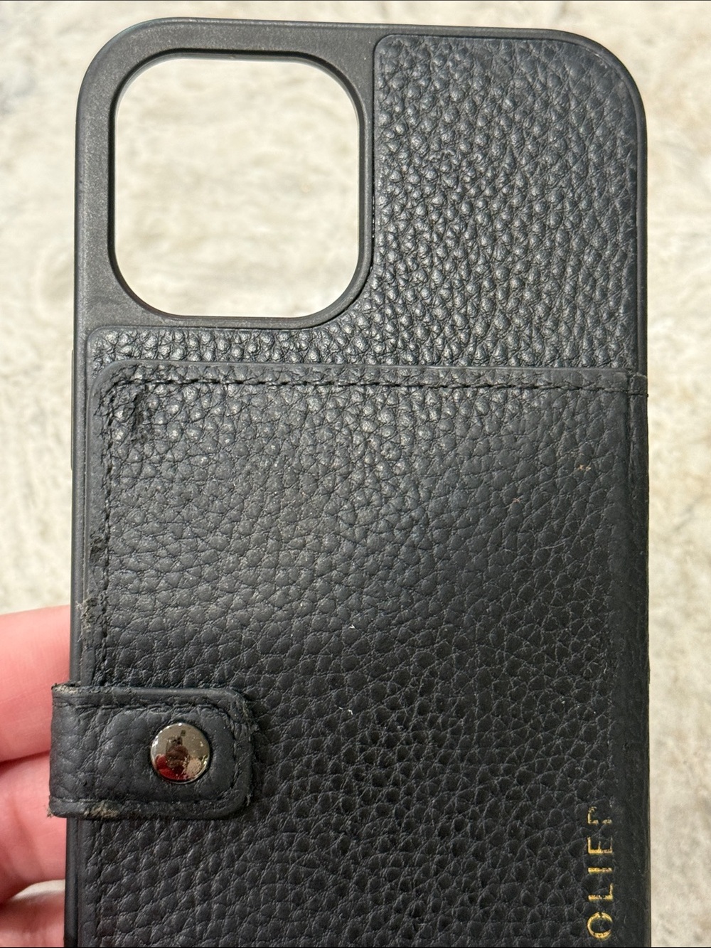 Bandolier Black Leather Crossbody Phone Case with Strap - Picture 4 of 11